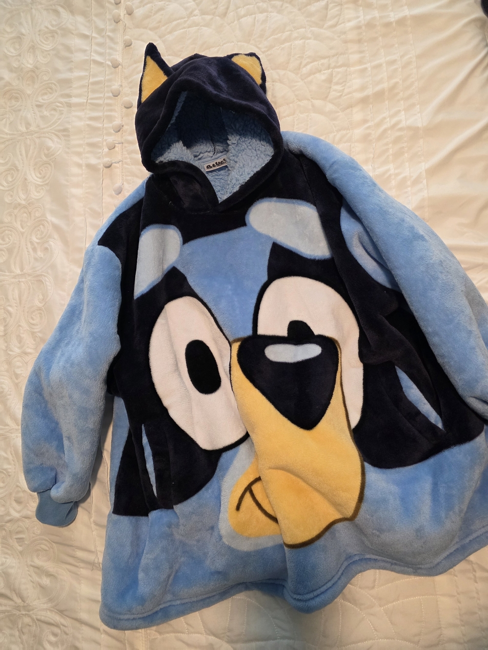 Bandit From Bluey Plush Character Hoodie Jacket - Blue & Yellow